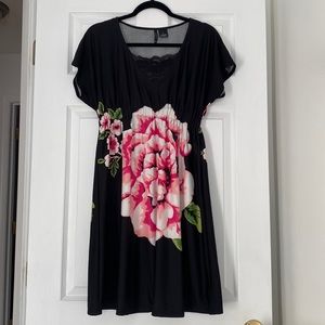 New Directions Black Floral Dress
